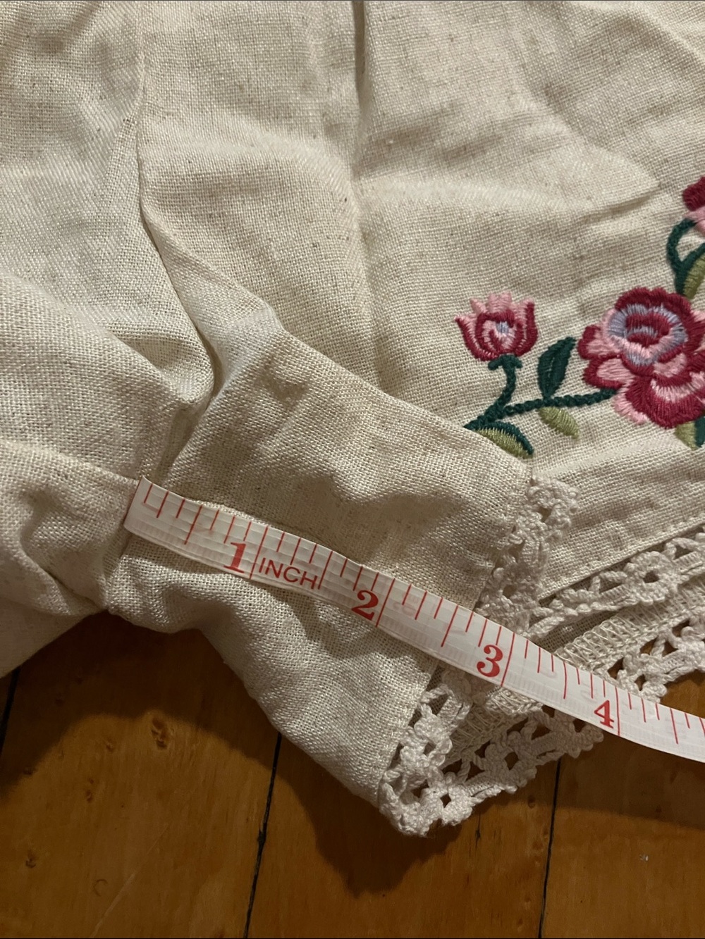 Blu Pepper Beige Embroidered Flower Pull On Linen Blend Shorts Medium - Picture 9 of 10